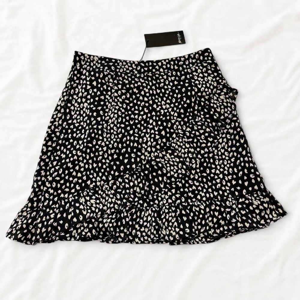 Nasty Gal Animal Print Ruffle Wrap Mini Skirt size 6